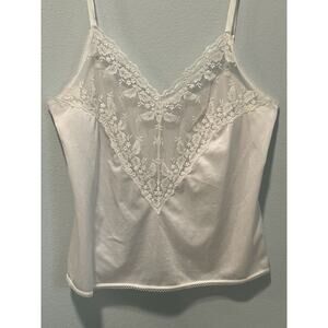 Wacoal White Lace Nylon Top Cami Sleep Size 36 Adjustable Straps Bridal USA L